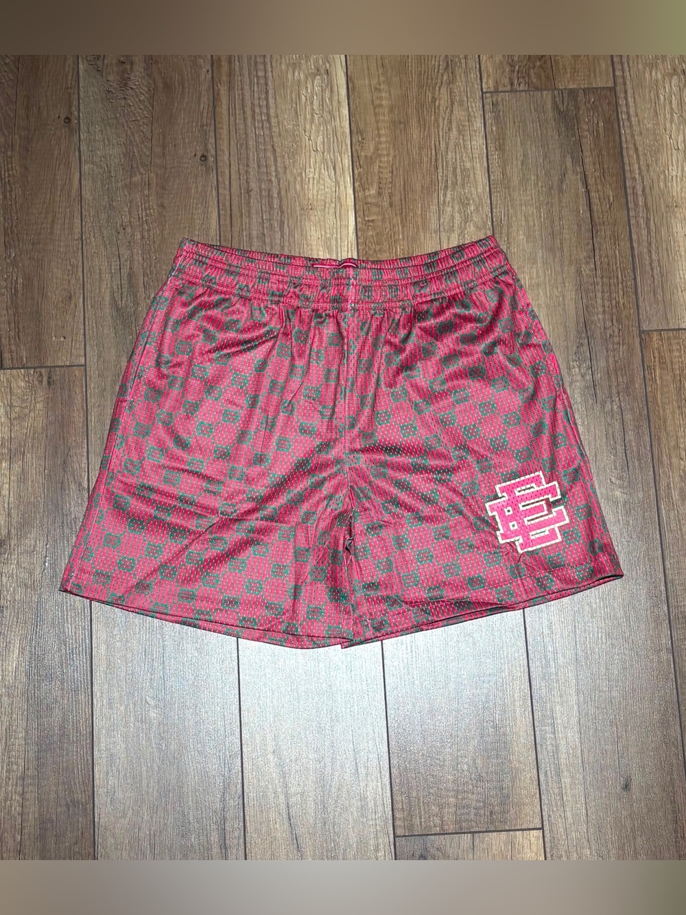 Eric Emanuel EE x Gucci Collab Red and Green Mesh Shorts Brand New